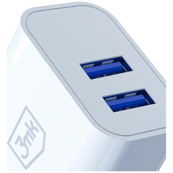 Ładowarka sieciowa 10W 2xUSB-A 2,4A FlowPower biała 