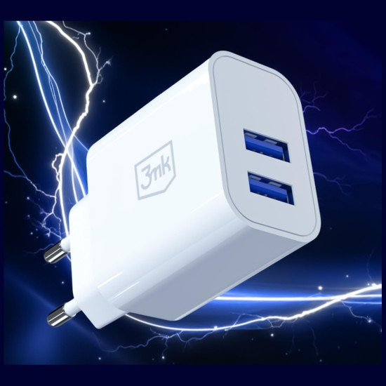Ładowarka sieciowa 10W 2xUSB-A 2,4A FlowPower biała 