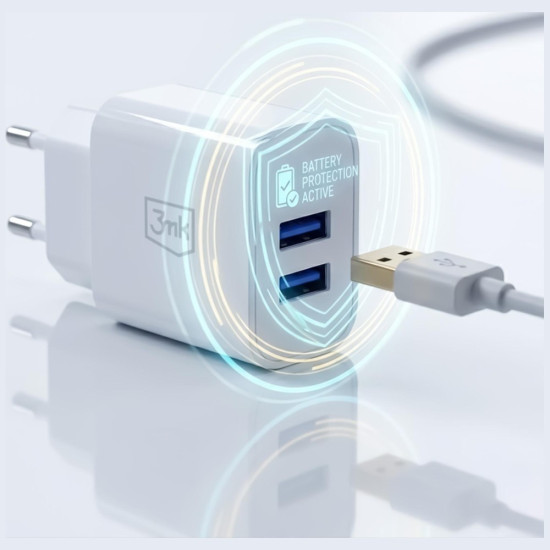 Ładowarka sieciowa 10W 2xUSB-A 2,4A FlowPower biała 