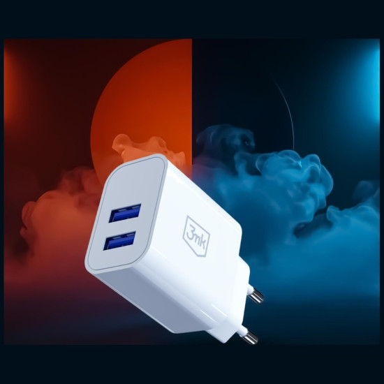 Ładowarka sieciowa 10W 2xUSB-A 2,4A FlowPower biała 