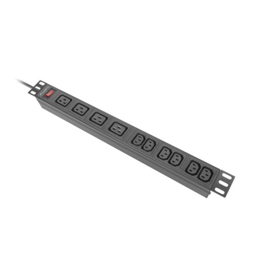 Listwa zasilająca rack PDU 19 cali 1U 16A 2M 4X C19 6X IEC C13 C20 czarna