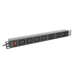Listwa zasilająca rack PDU 19 cali 1U 16A 2M 4X C19 6X IEC C13 C20 czarna