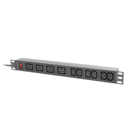 Listwa zasilająca rack PDU 19 cali 1U 16A 2M 4X C19 6X IEC C13 C20 czarna