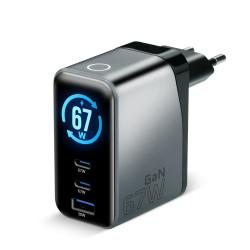 Ładowarka sieciowa GaN QC4+ 67W SC-670Q 2x USB-C 1x USB