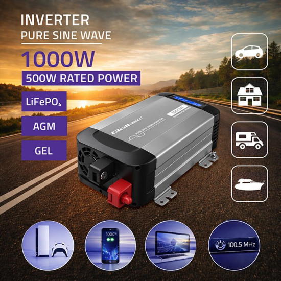 Przetwornica napięcia Pure Sine Wave | 12V na 230V | 500/1000W 