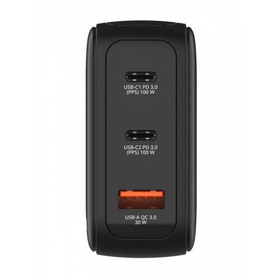 Ładowarka Mini GaN 100W Smart TFT 2xUSB-C 1xUSB-A UE/UK/USA 