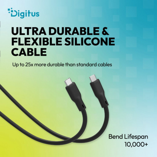 Kabel połączeniowy silikonowy USB-C-USB-C | USB 4 ver.2.0 80Gbps | 8K@60Hz | PD 3.1 240W| 1,0m | czarny
