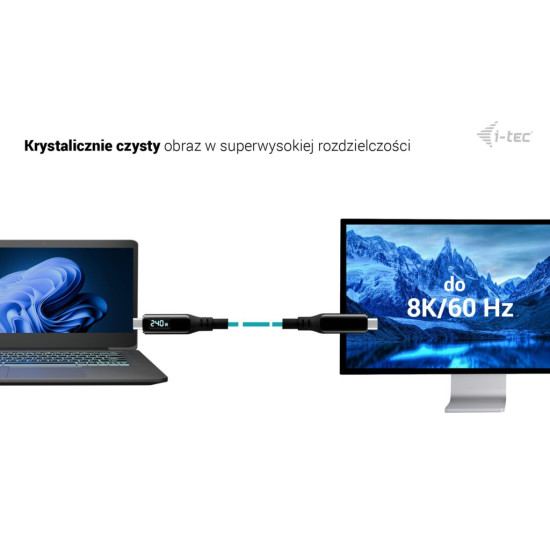Kabel Thunderbolt 4/USB4 Class Pro Cable 240W 2x 4K/120Hz 40Gbps LCD 150 cm