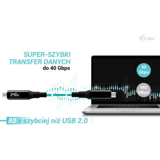 Kabel Thunderbolt 4/USB4 Class Pro Cable 240W 2x 4K/120Hz 40Gbps LCD 150 cm