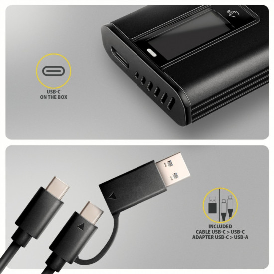 EEM2-SD2B Obudowa zewnętrzna aluminiowa bezśrubowa USB-A/C 3.2 Gen2 M.2 NVMe/SATA wyświetlacz LED, czarny
