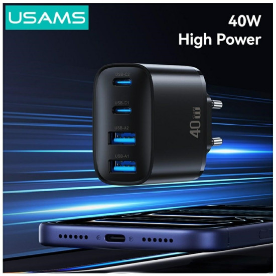 Ładowarka sieciowa 40W 2xUSB-A 2xUSB-C czarna 