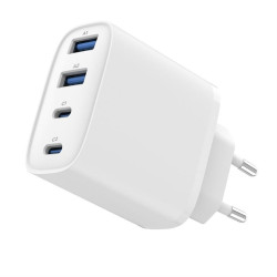 Ładowarka uniwersalna GaN 40W LCD 3xUSB-C 1xUSB-A biała