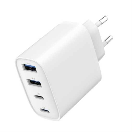 Ładowarka uniwersalna GaN 40W LCD 3xUSB-C 1xUSB-A biała