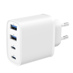 Ładowarka uniwersalna GaN 40W LCD 3xUSB-C 1xUSB-A biała