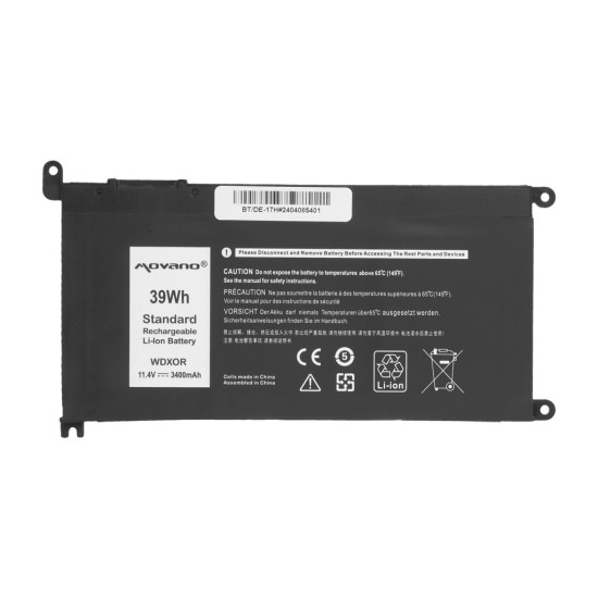 Bateria WDX0R P75F P62F P66F T2JX4 WDXOR do Dell - 3400 mAh (39 Wh)
