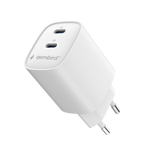 Ładowarka uniwersalna 2xUSB-C PD 45W biała
