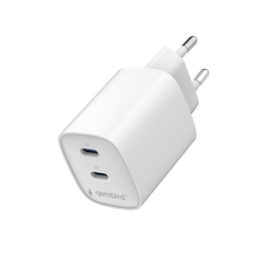 Ładowarka uniwersalna 2xUSB-C PD 45W biała