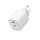 Ładowarka uniwersalna 2xUSB-C PD 45W biała