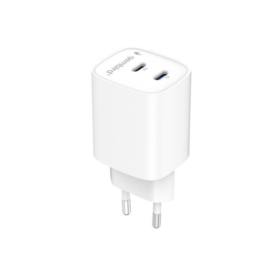 Ładowarka uniwersalna 2xUSB-C PD 45W biała