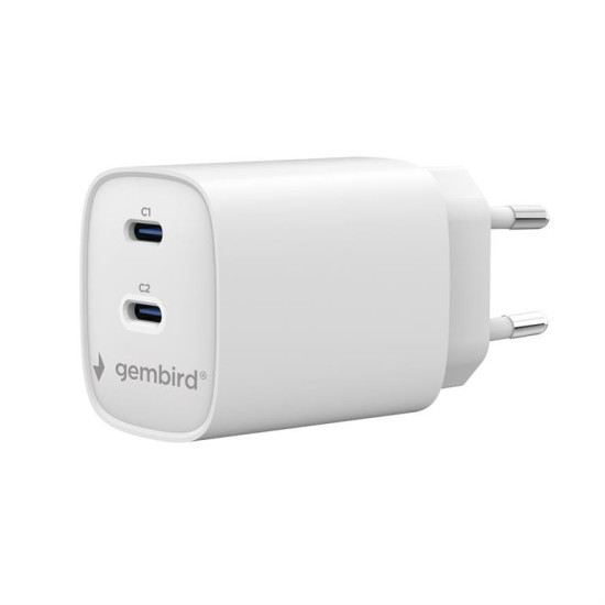 Ładowarka uniwersalna 2xUSB-C PD 45W biała