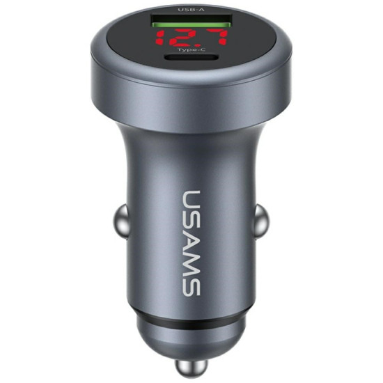 Ładowarka samochodowa 45W USB-A USB-C LED Aluminium 