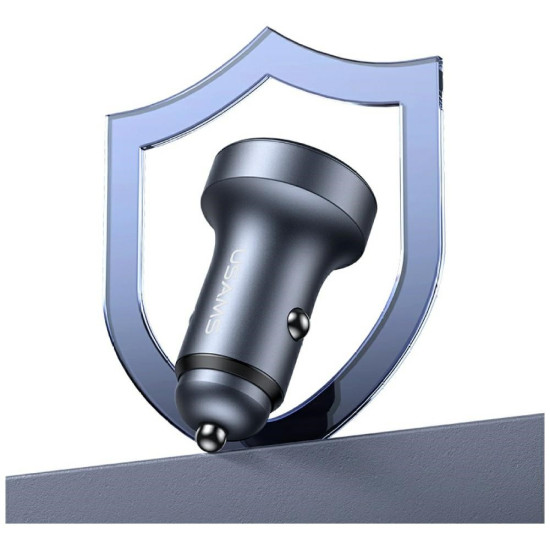 Ładowarka samochodowa 45W USB-A USB-C LED Aluminium 
