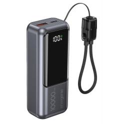 PowerBank LCD 10000mAh QC3.0 20W szary