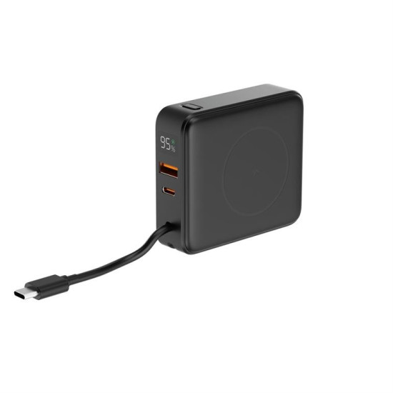 PowerBank 10000mAh 1xUSB-C/1xUSB-A 20W bezprzewodowy 15W czarny