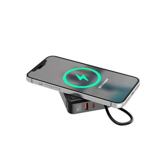 PowerBank 10000mAh 1xUSB-C/1xUSB-A 20W bezprzewodowy 15W czarny