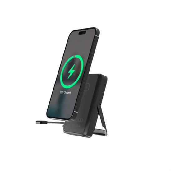 PowerBank 10000mAh bezprzewodowy 15W USB-C 20W z podstawką, czarny