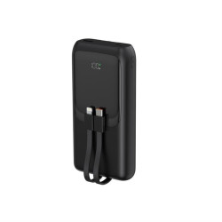 PowerBank 20000mAh ze zintegrowanymi kablami QC 3.0 LCD 20W czarny
