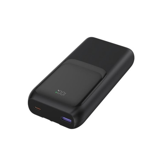 PowerBank 20000mAh ze zintegrowanymi kablami QC 3.0 LCD 20W czarny