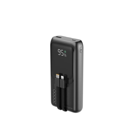 PowerBank 20000mAh ze zintegrowanymi kablami QC 3.0 LCD 20W czarny