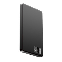 PowerBank bezprzewodowy, magnetyczny, LCD 5000mAh 15W czarny