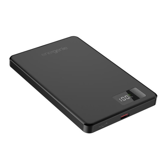 PowerBank bezprzewodowy, magnetyczny, LCD 5000mAh 15W czarny
