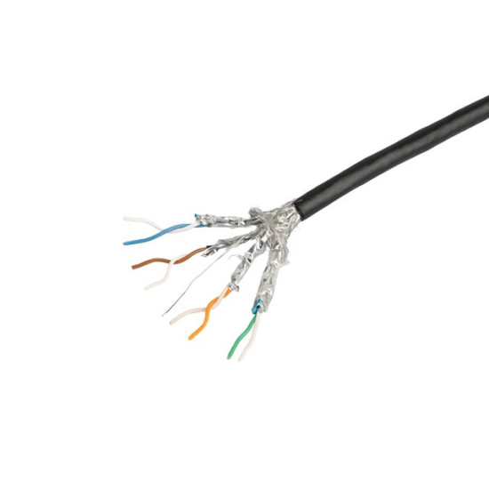 Kabel LAN SFTP Kat.7 305M drut outdoor CU FLUKE PASSED czarny