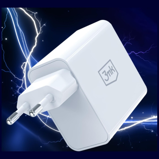 Ładowarka sieciowa 45W PD 3.0 QC4+ USB-A USB-C biała 