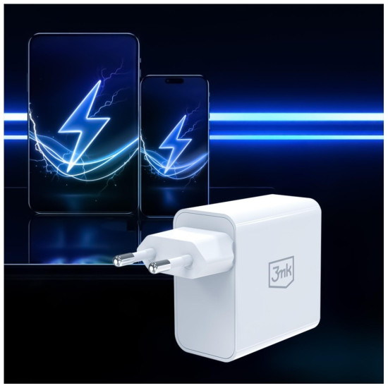Ładowarka sieciowa 45W PD 3.0 QC4+ USB-A USB-C biała 