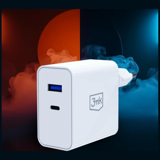 Ładowarka sieciowa 45W PD 3.0 QC4+ USB-A USB-C biała 