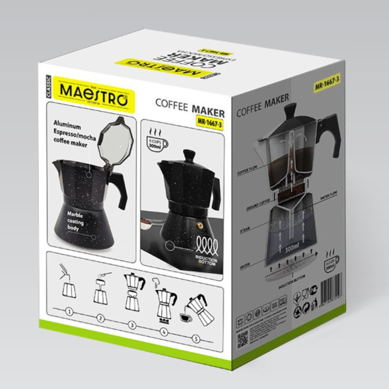 Kawiarka espresso/mocha Granite 150 ml, 3 filiżanki  MR-1667-3  