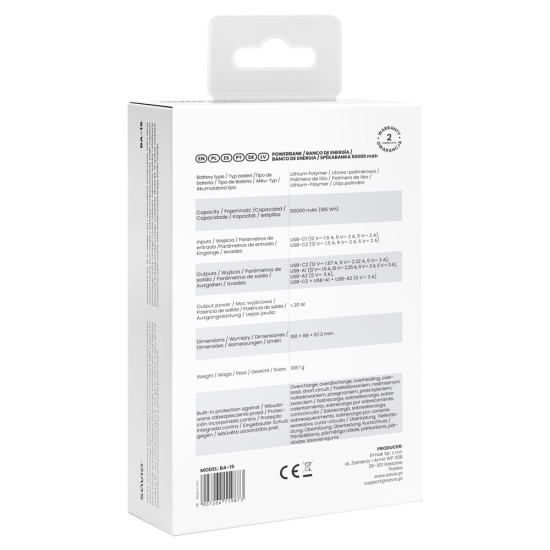 Powerbank BA-15 50000 mAh biały 