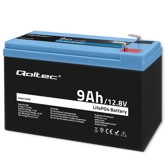 Akumulator LiFePO4 Litowo-Żelazowo-Fforanowy | 12.8V | 9Ah |     115.2Wh | BMS 