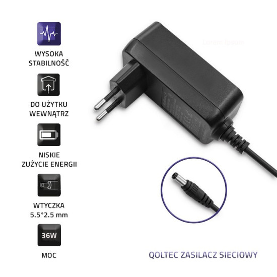 Zasilacz sieciowy 36W | 12V | 3A | 5.5*2.5