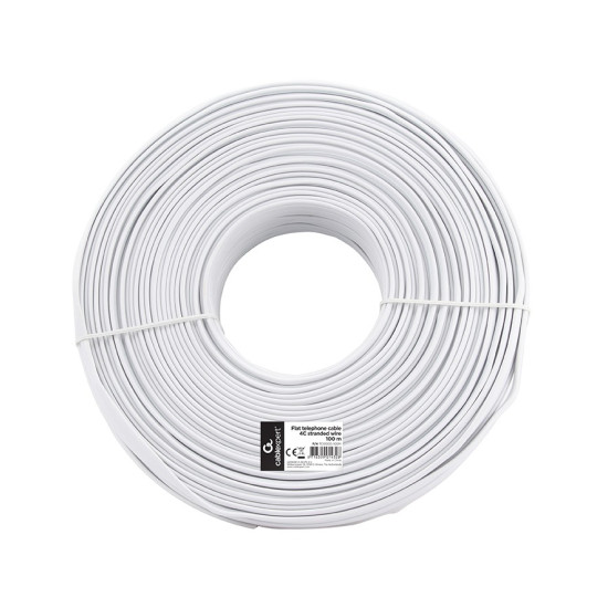 Kabel telefoniczny 4zyły biały 100m rolka linka