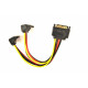 Kabel SATA zasilający (M)->2xSATA(F) kątowy 15cm 