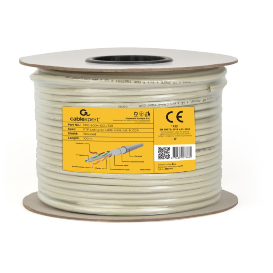 Kabel FTP KAT 6 drut 100m szary 
