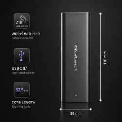Obudowa | kieszeń do dysków M.2 SATA SSD | NVME | USB typ C 