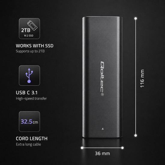 Obudowa | kieszeń do dysków M.2 SATA SSD | NGFF | USB typ C 