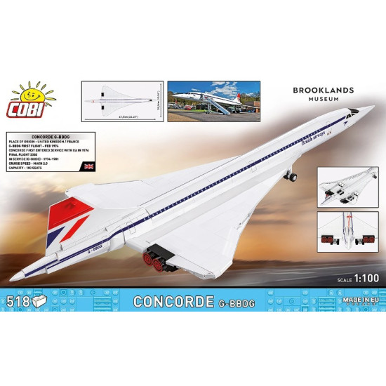 Klocki Samolot Concorde G-BBDG 518 elementów