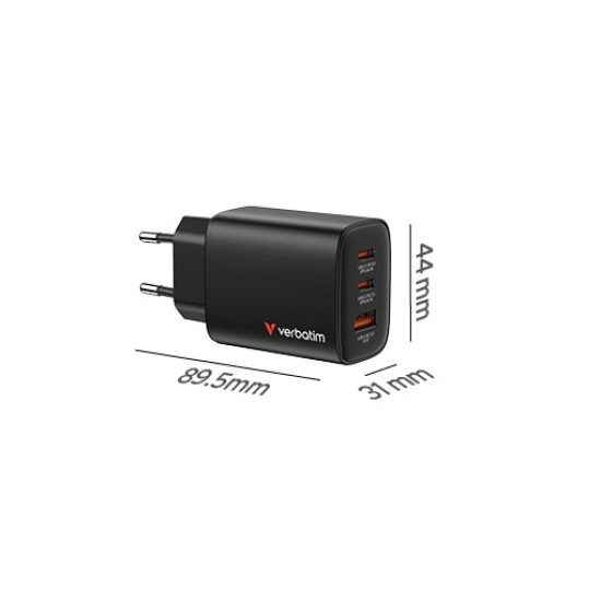Ładowarka GaN 65W QC 3.0, 2x USB-C, 1x USB PD 3.0 EU